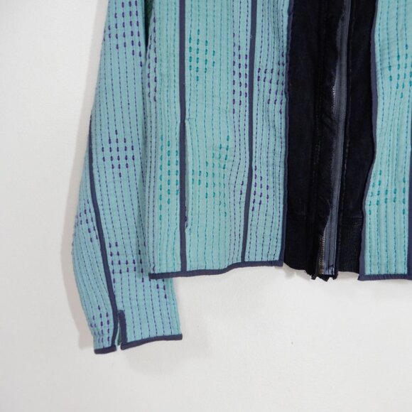 Free People FP ONE Tavi Quilted Hooded JACKET Size L Zip Up Green Blue Black NEW - Picture 8 of 10